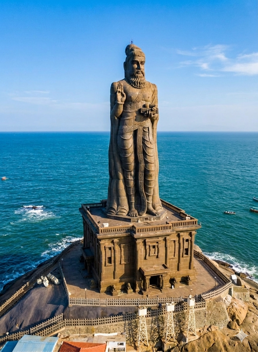 Thiruvalluvar Statue — 133 feet of Tamil wisdom rising from the ocean